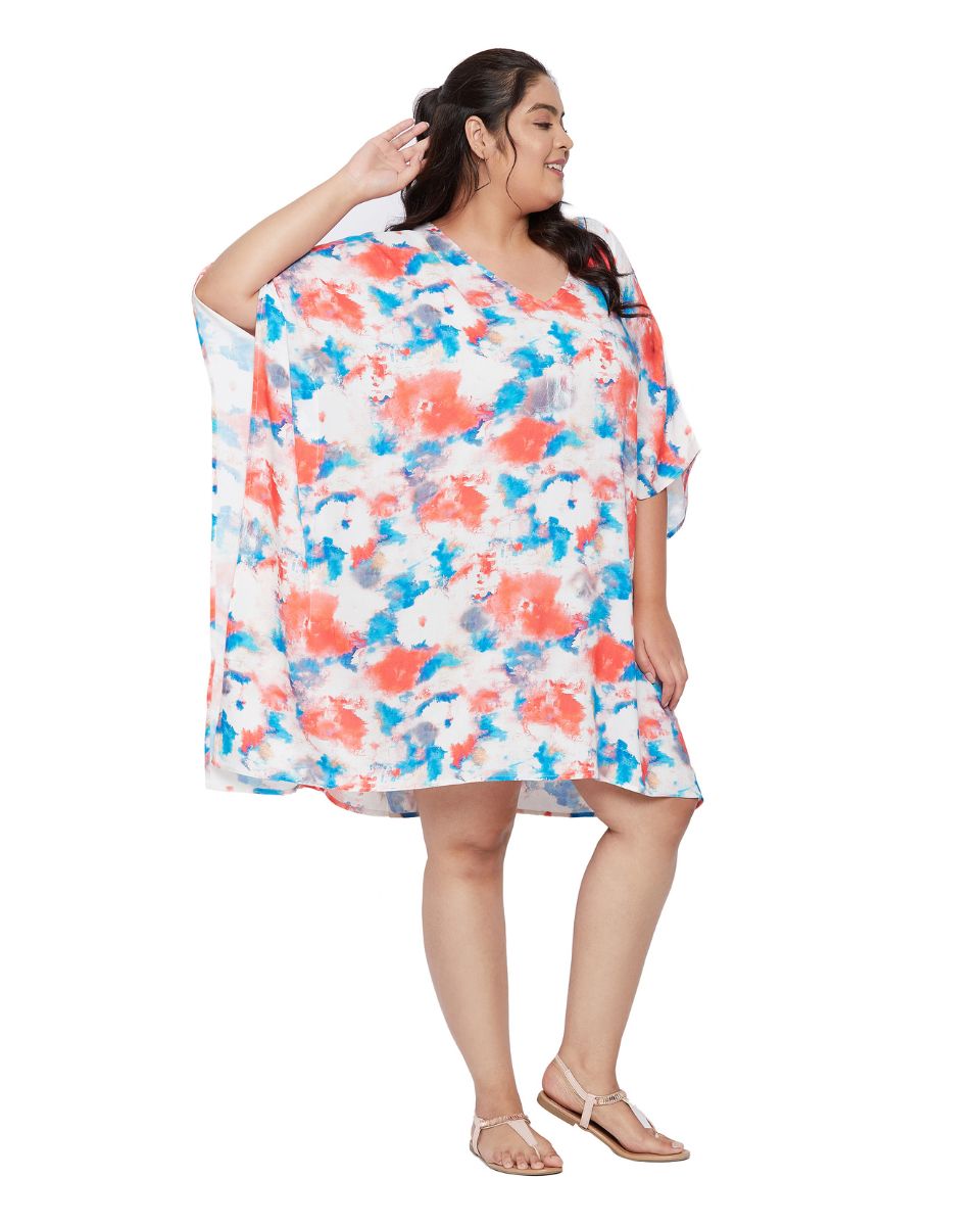 Top Floral Plus Size Kimono Sleeve Satin Tunic For Women