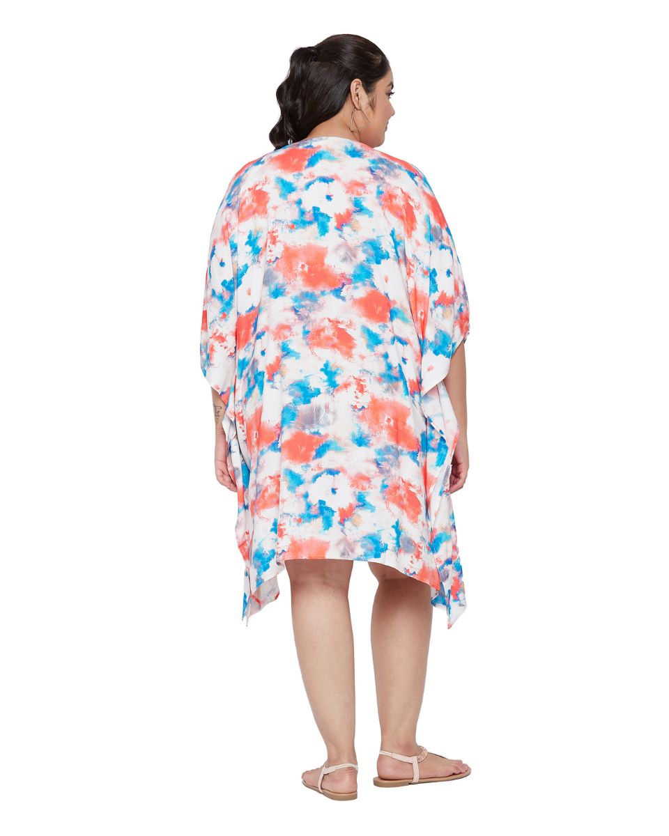 Top Floral Plus Size Kimono Sleeve Satin Tunic For Women