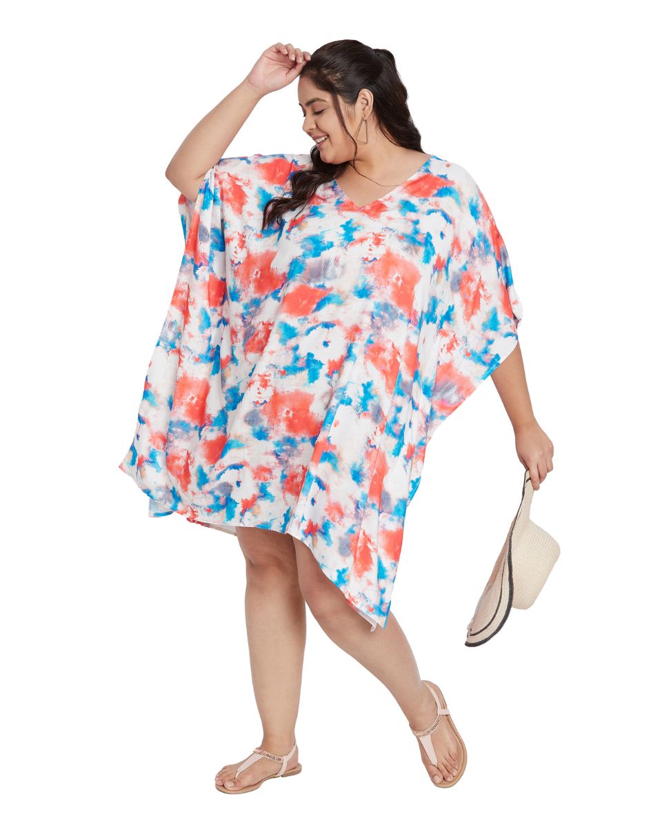 Top Floral Plus Size Kimono Sleeve Satin Tunic For Women