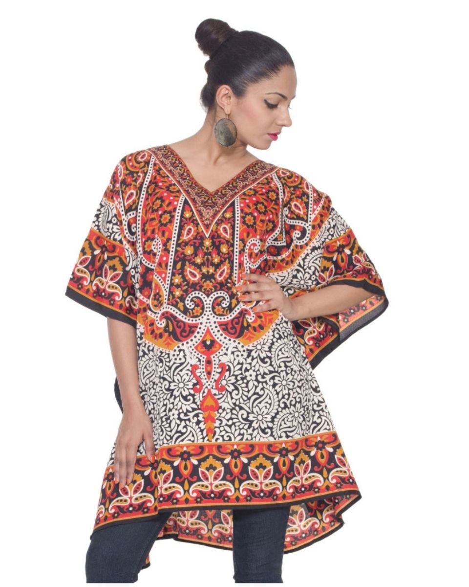 Multicolor Paisley Pattern Plus Size For Women Dress Tunic