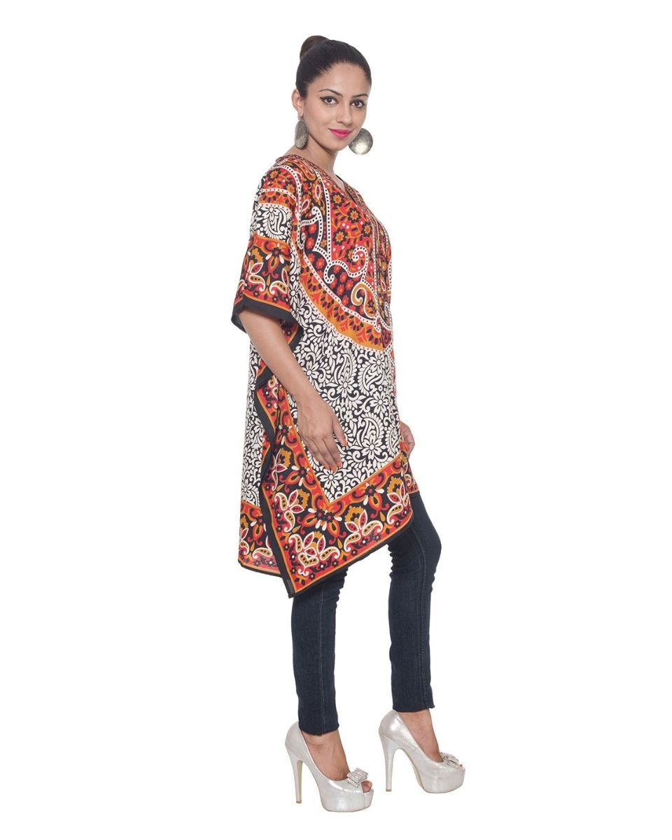 Multicolor Paisley Pattern Plus Size For Women Dress Tunic