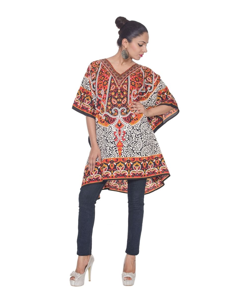 Multicolor Paisley Pattern Plus Size For Women Dress Tunic