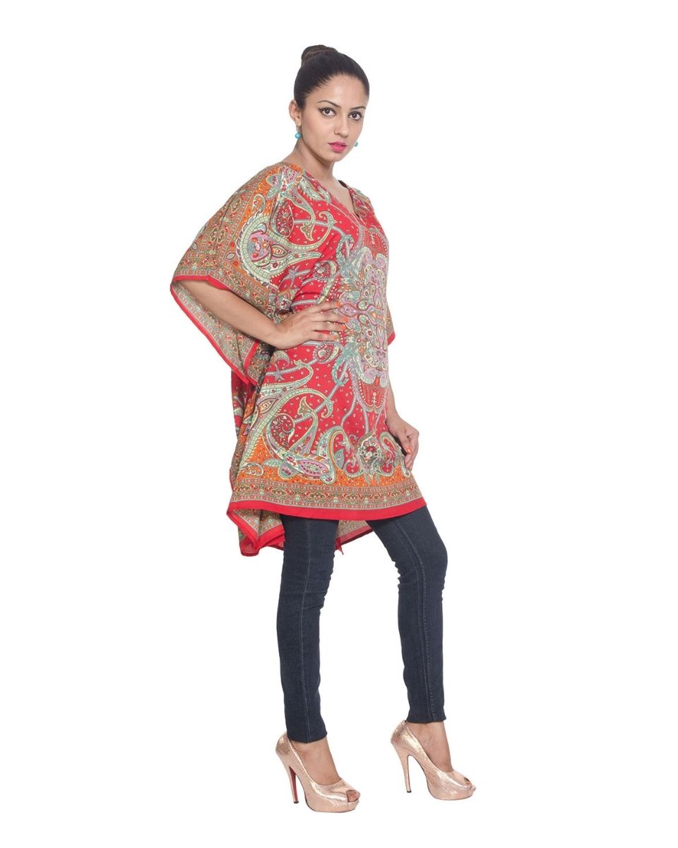 Ladies Paisley Plus Size Mini Cover-Up Tunic Dress For Women