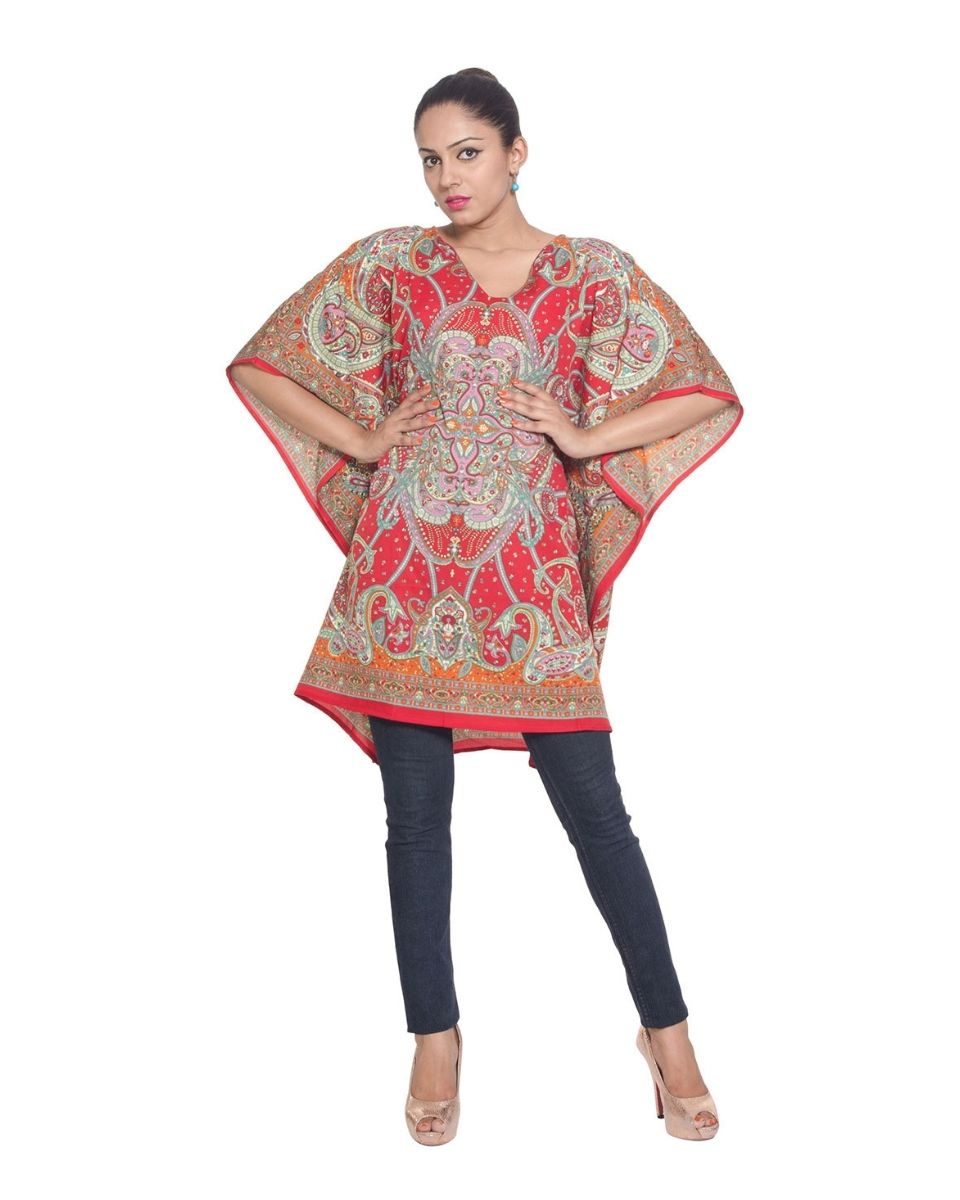 Ladies Paisley Plus Size Mini Cover-Up Tunic Dress For Women