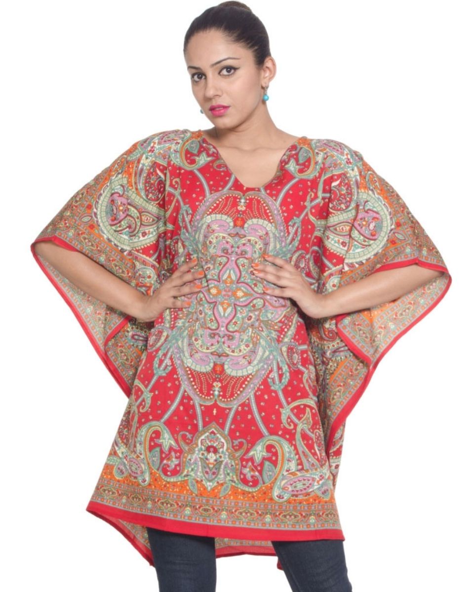 Ladies Paisley Plus Size Mini Cover-Up Tunic Dress For Women