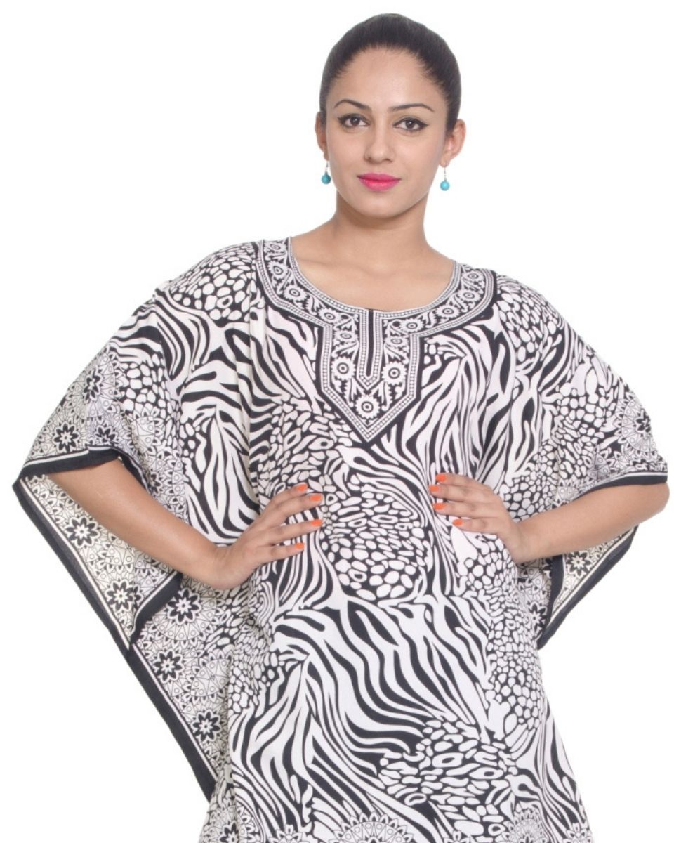 White Zebra Print Floral Tunic Polyester For Plus Size Women