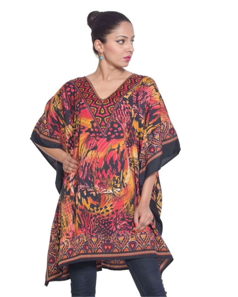 Ladies Multicolor Plus Size Polyester Tunic Dress For Women