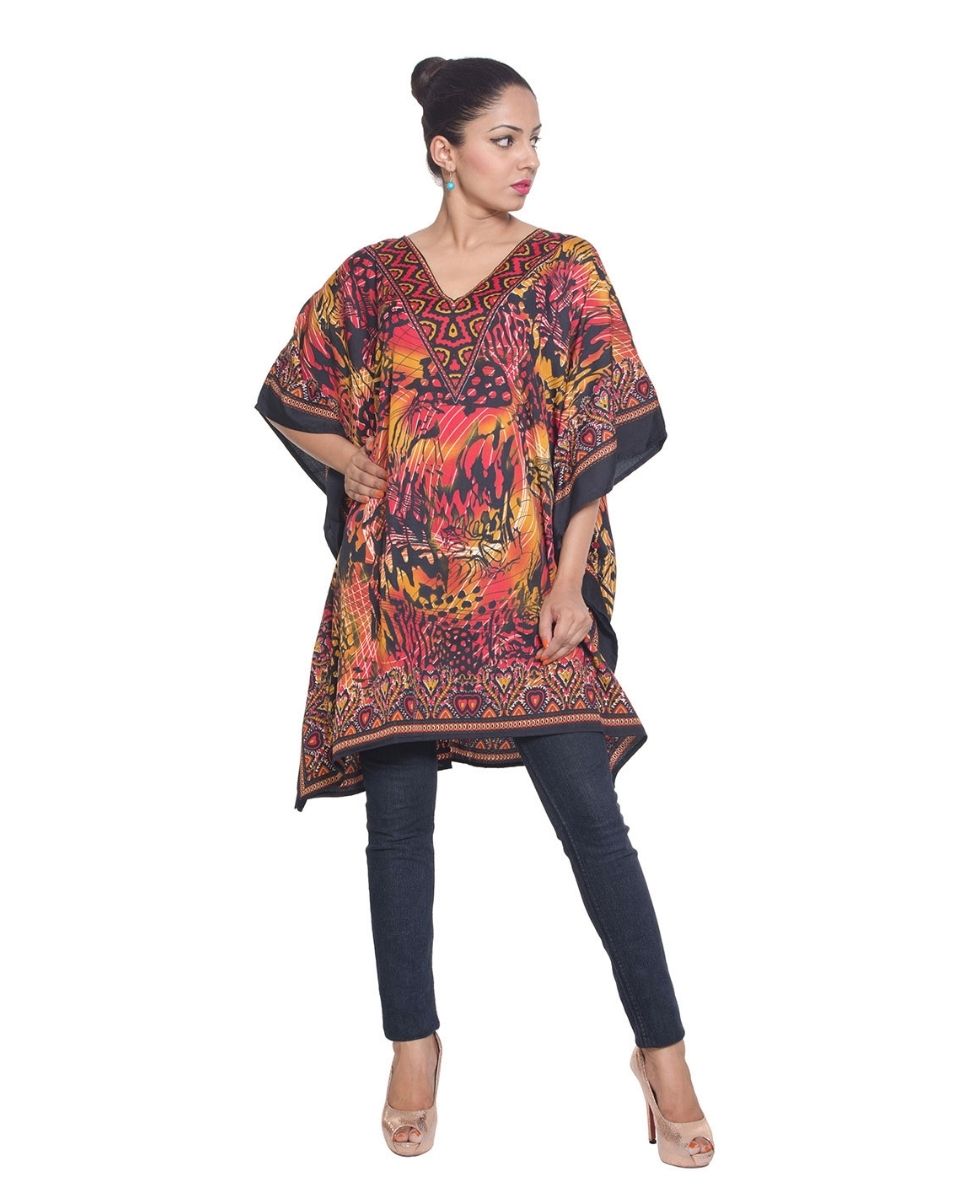 Ladies Multicolor Plus Size Polyester Tunic Dress For Women