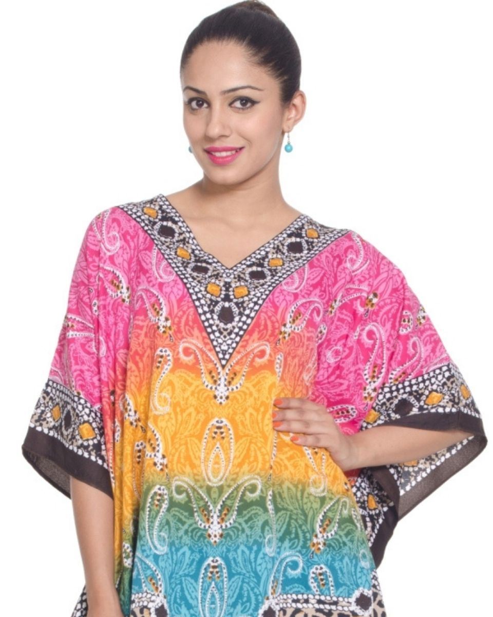 Short Plus Size Tunic Multicolor Polyester Dress For Women