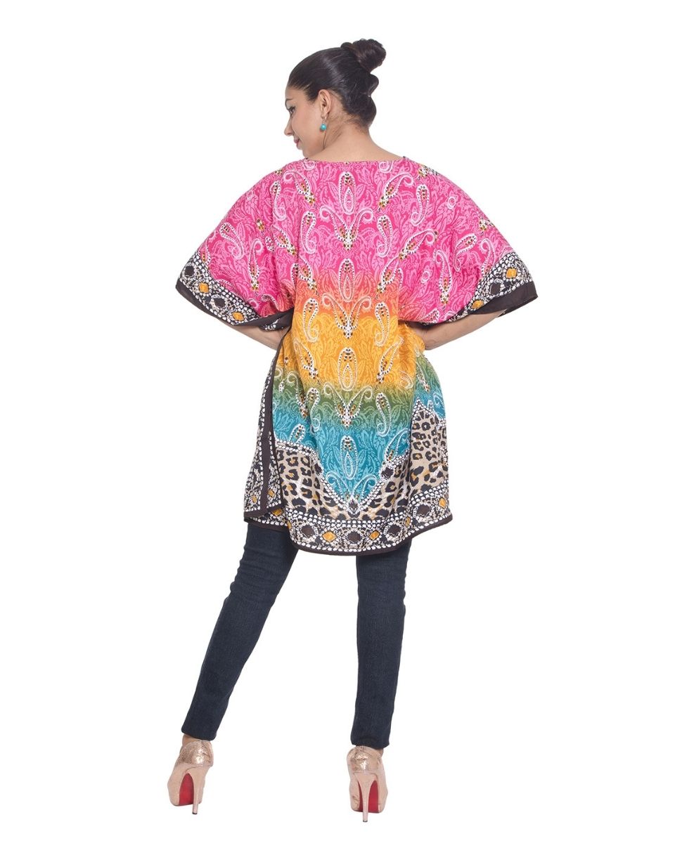 Short Plus Size Tunic Multicolor Polyester Dress For Women