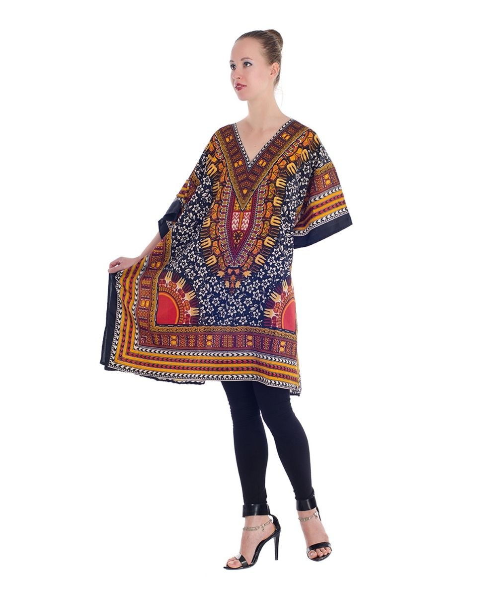 African Dashiki Kimono Sleeve Tunic For Plus Size Women