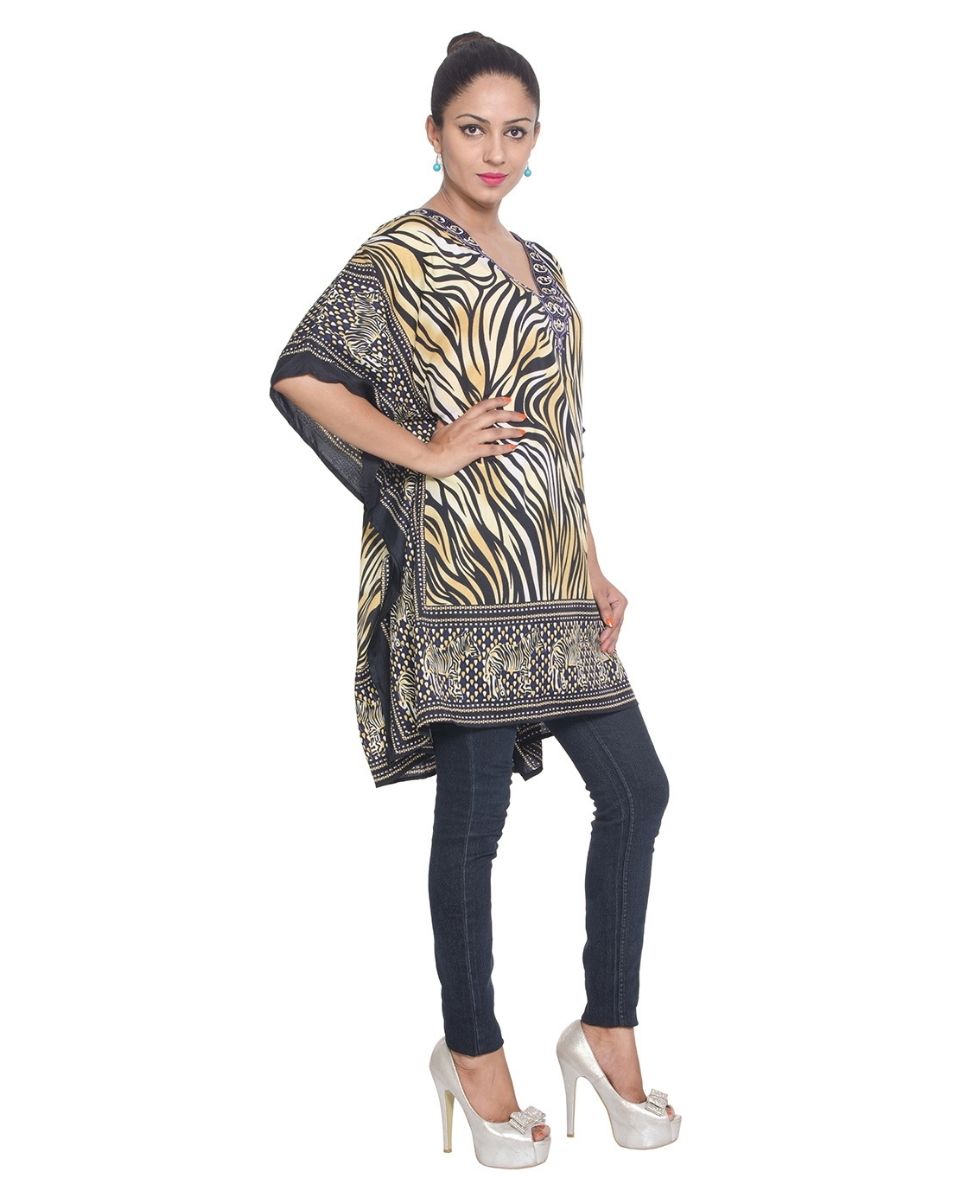 Zebra Print Plus Size Polyester Mini Tunics Dress For Women