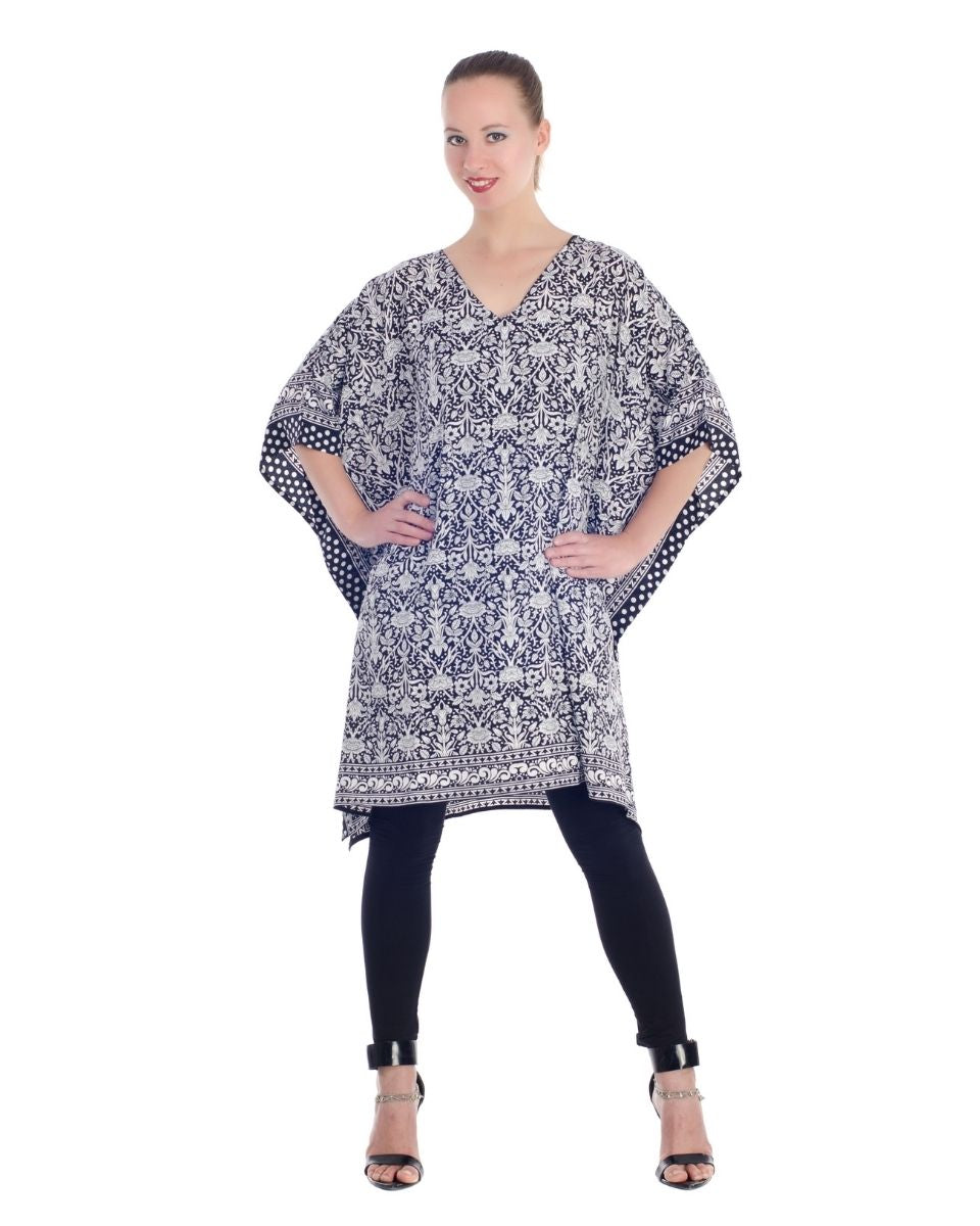 Floral Pattern Kimono Style Polyester Tunic For Plus Size Women