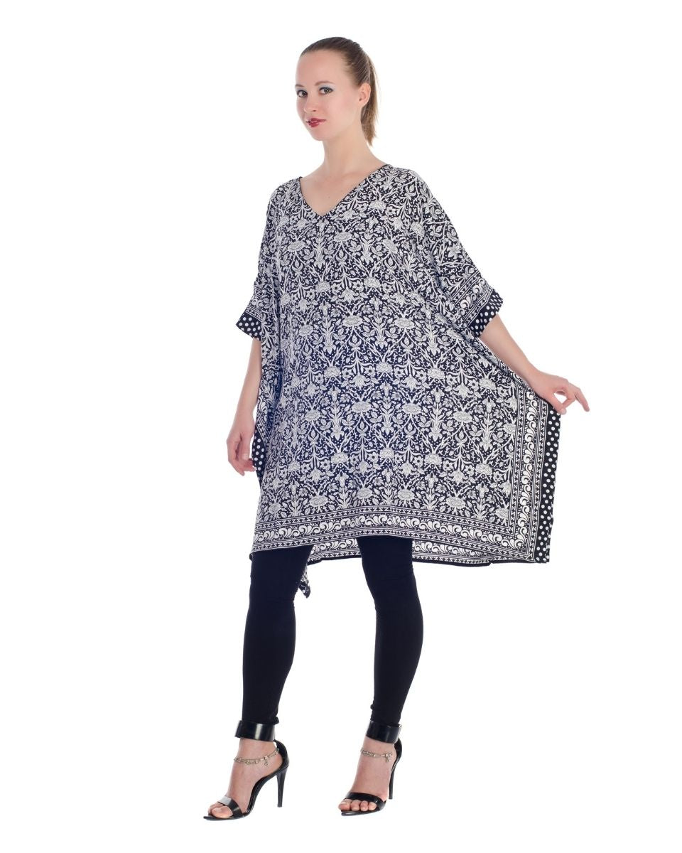 Floral Pattern Kimono Style Polyester Tunic For Plus Size Women