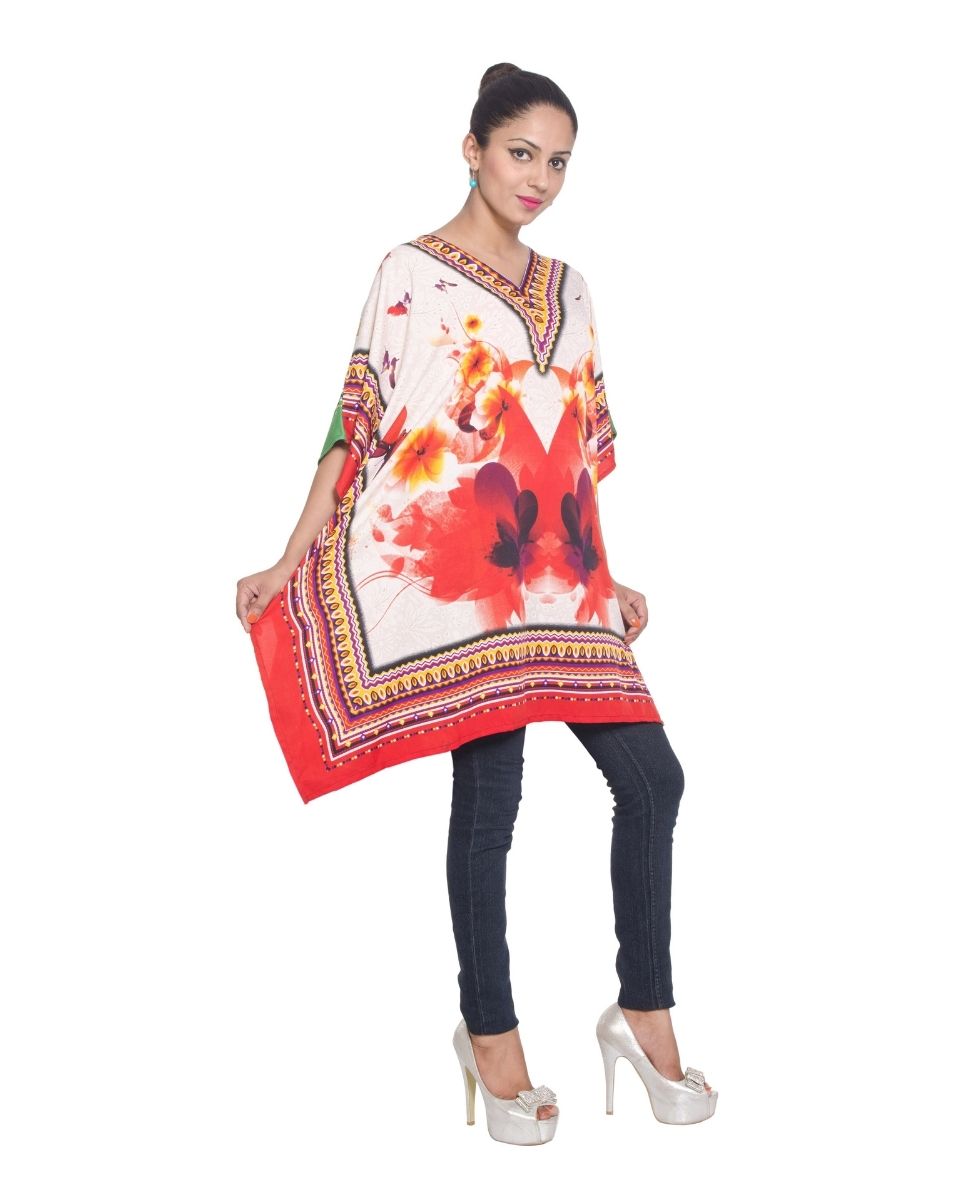 Printed Plus size kimono sleeve Polyester Tunic For Women