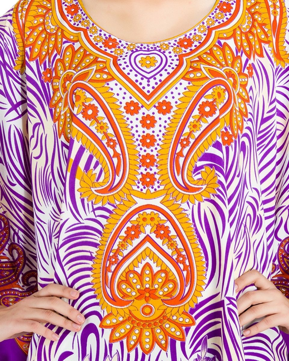 Night Dress Polyester Paisley Print Plus Size Tunic For Women