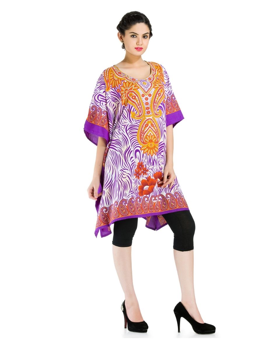 Night Dress Polyester Paisley Print Plus Size Tunic For Women