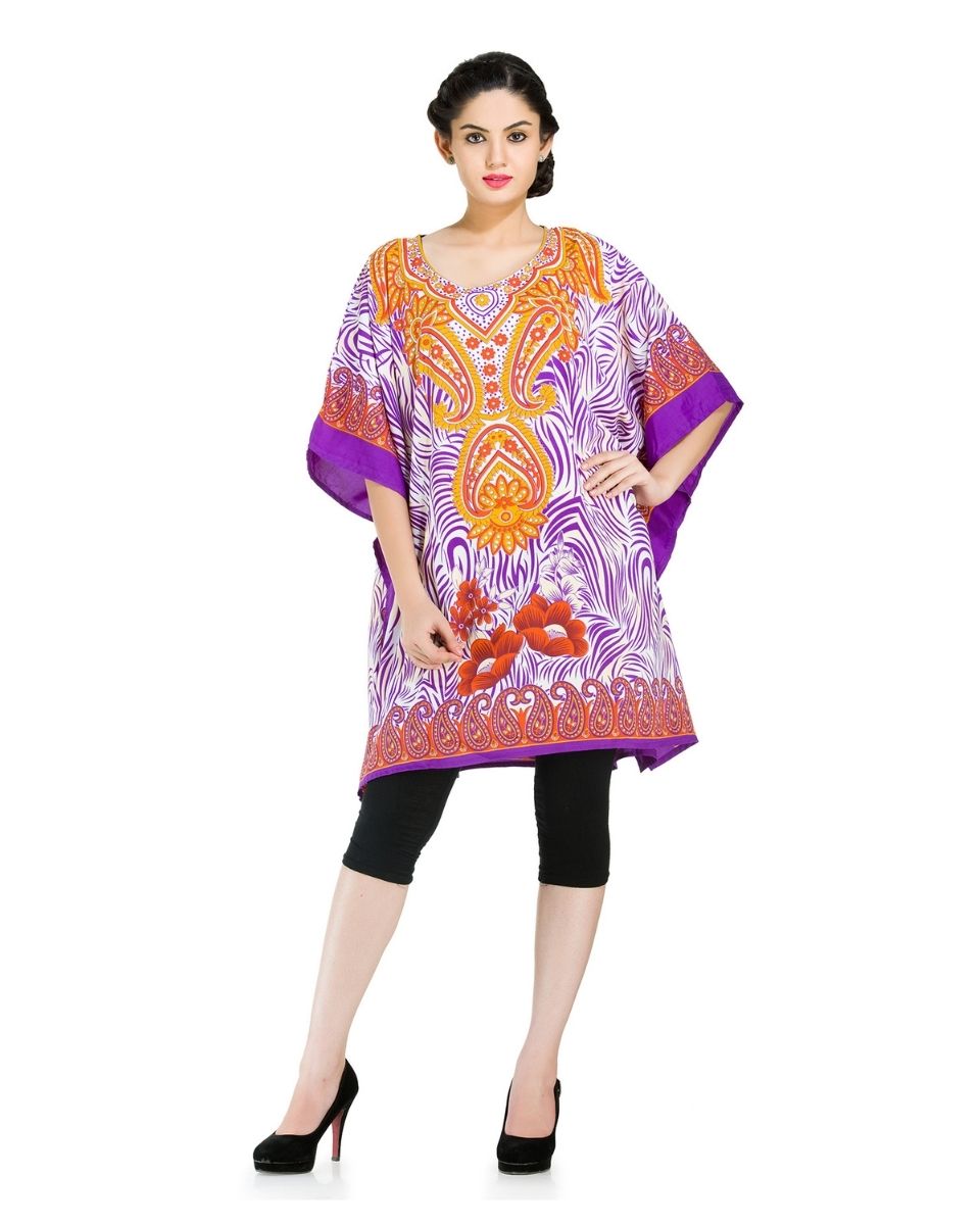 Night Dress Polyester Paisley Print Plus Size Tunic For Women