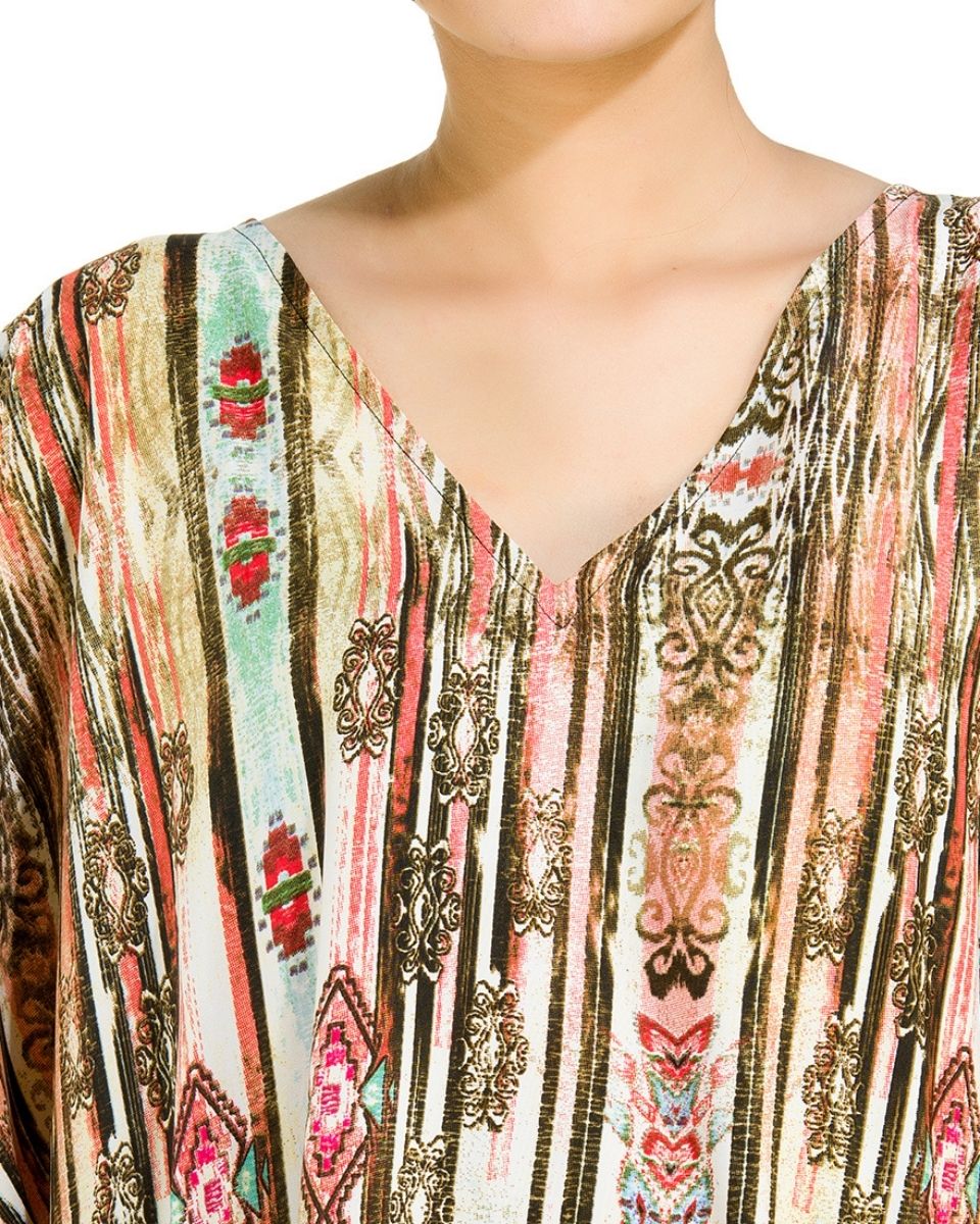 Multicolor Polyester Kimono Style Tunic For Plus Size Women