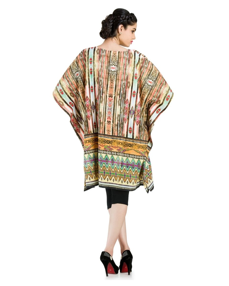 Multicolor Polyester Kimono Style Tunic For Plus Size Women