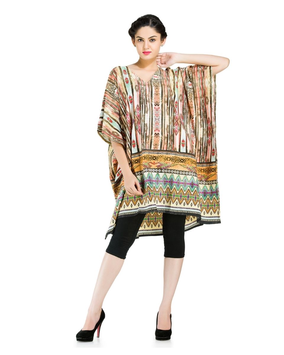 Multicolor Polyester Kimono Style Tunic For Plus Size Women