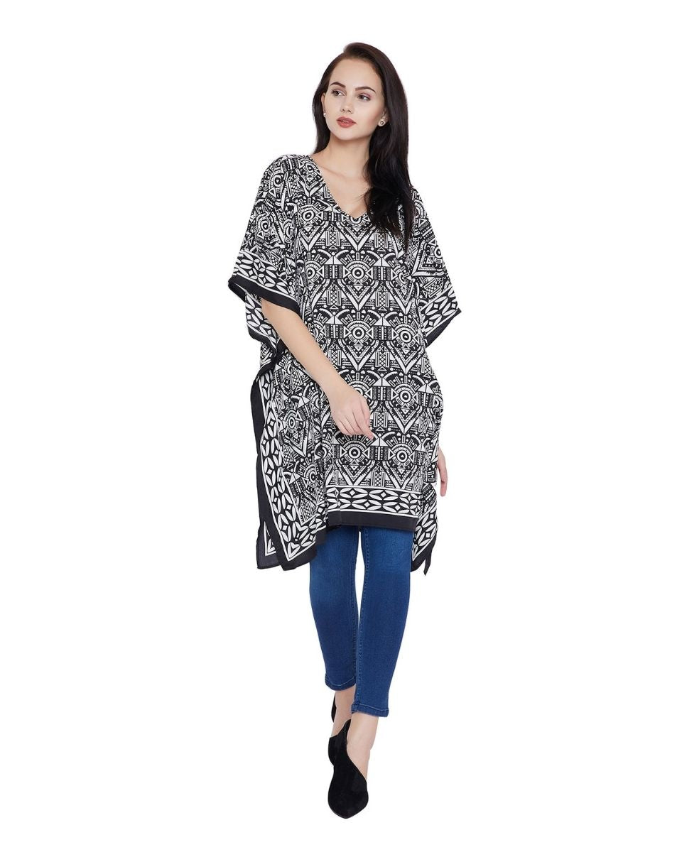 Fashion Black Tunic Plus Size Polyester Casual Top For Women