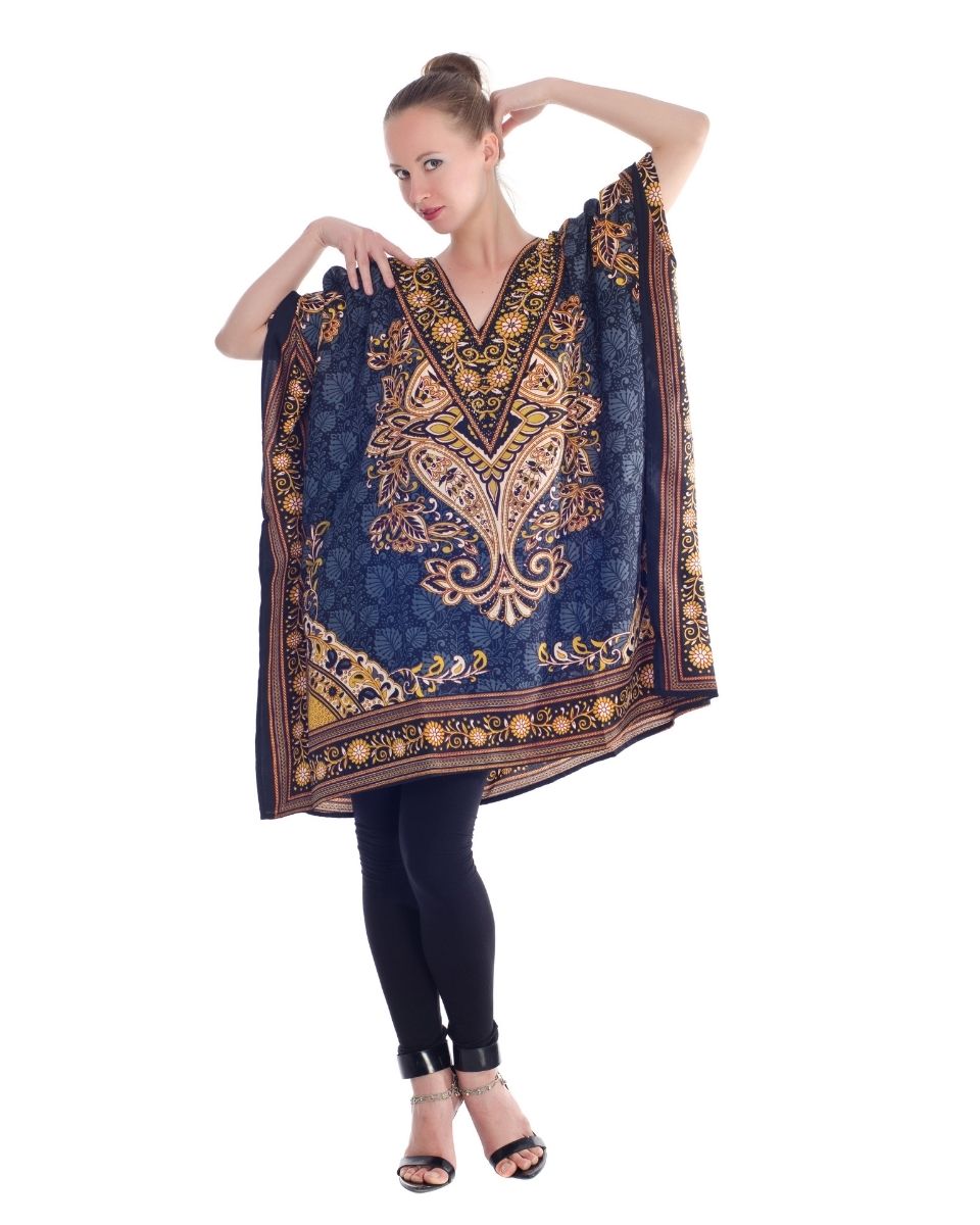 Beach Tunic Polyester Paisley Pattern Kimono Sleeve For Plus Size Women