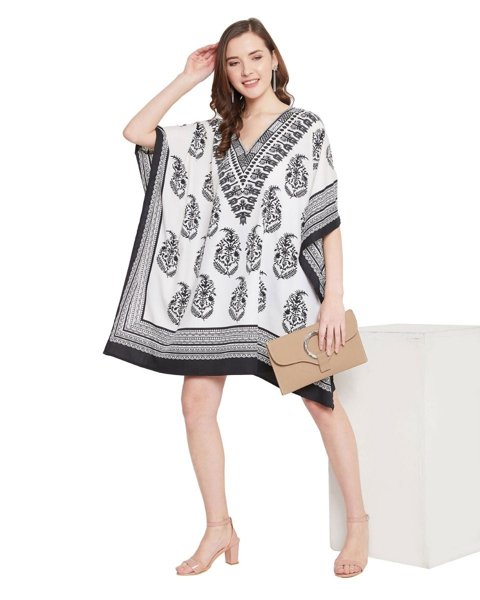 Floral Printed White Polyester Plus Size Tunic Top For Women