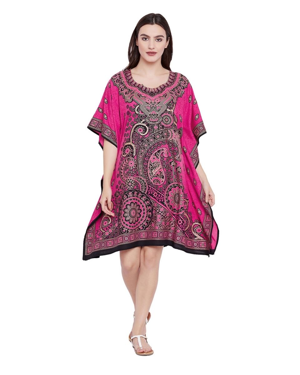 Casual Mini Dress Pink Polyester Tunic For Plus Size Women