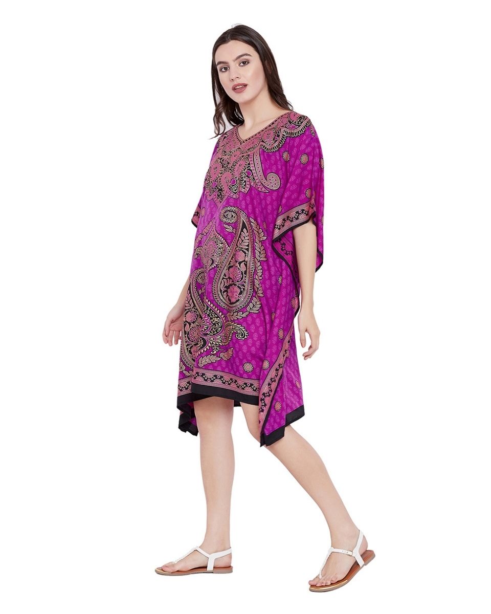 Pink Digital Printed Tunic Dress For Plus Size Women