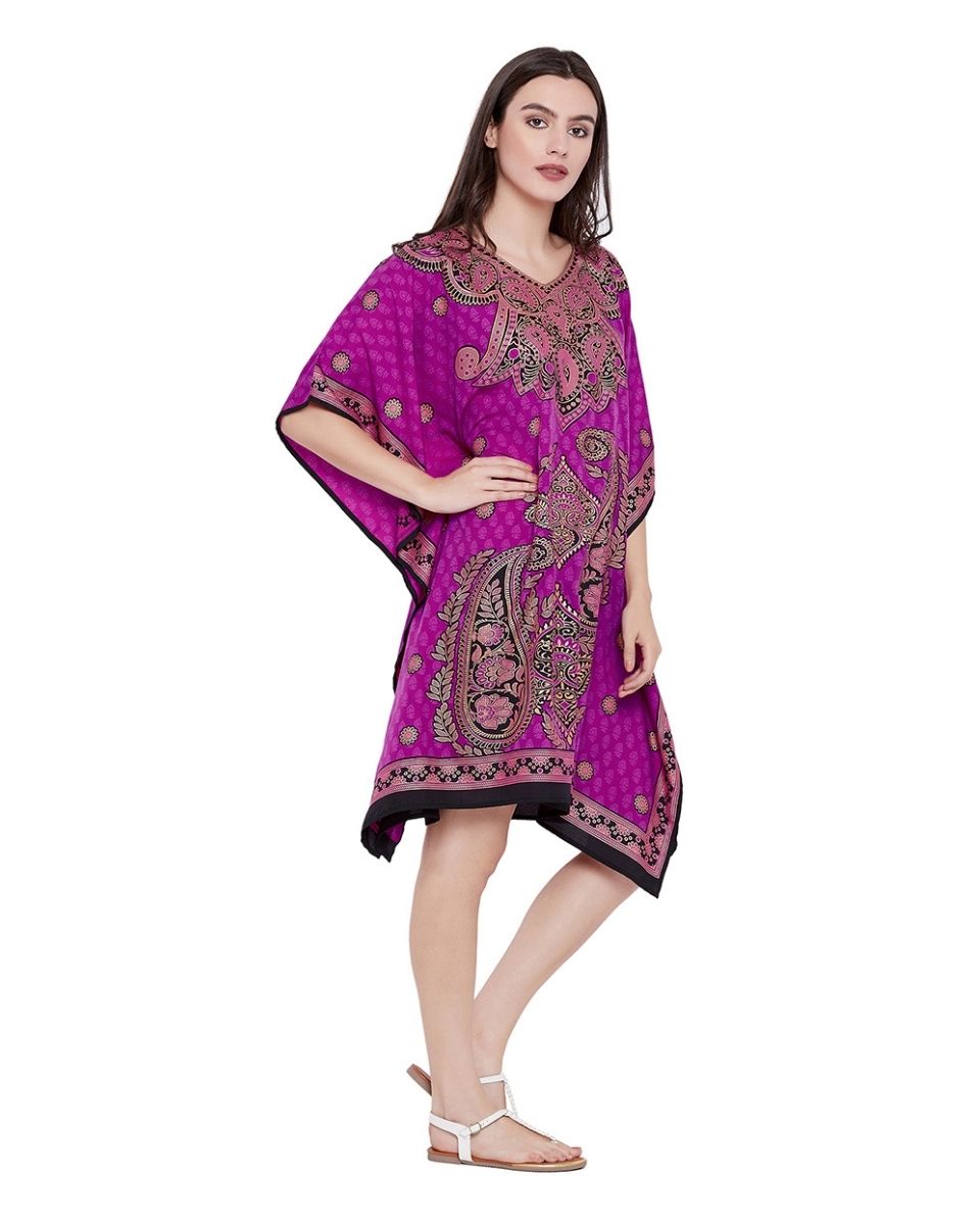 Pink Digital Printed Tunic Dress For Plus Size Women