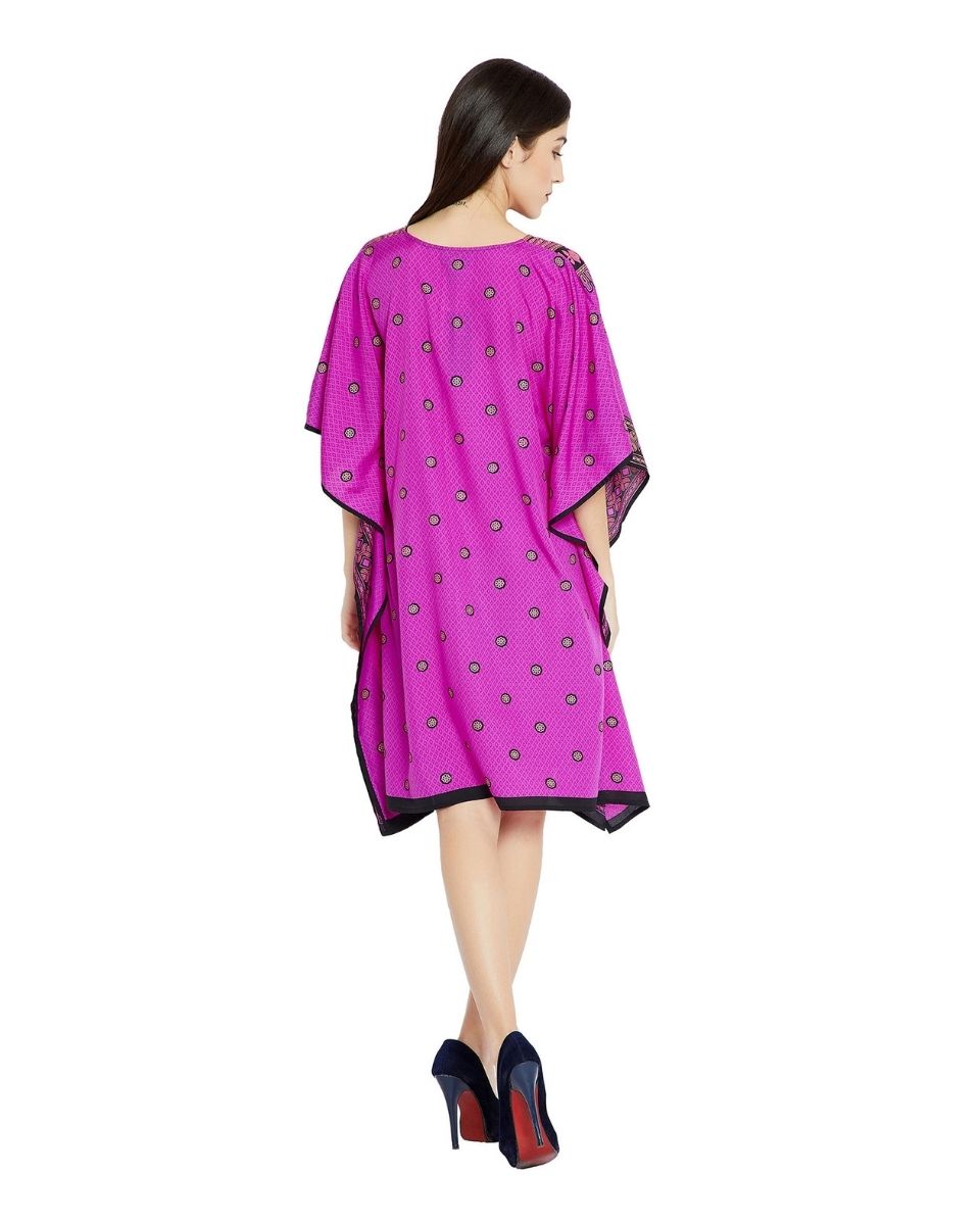 Pink Floral Plus Size Digital Printed Tunic Dress For Women