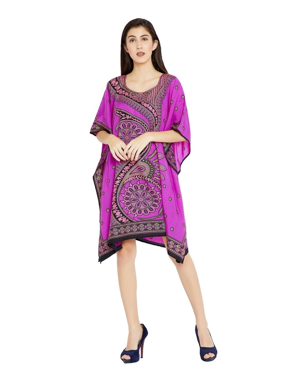 Pink Floral Plus Size Digital Printed Tunic Dress For Women