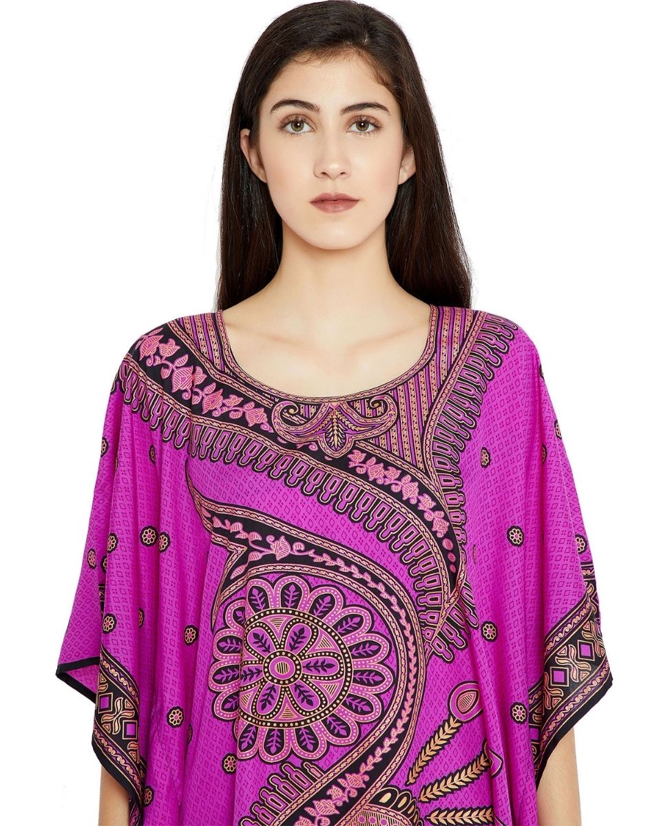 Pink Floral Plus Size Digital Printed Tunic Dress For Women