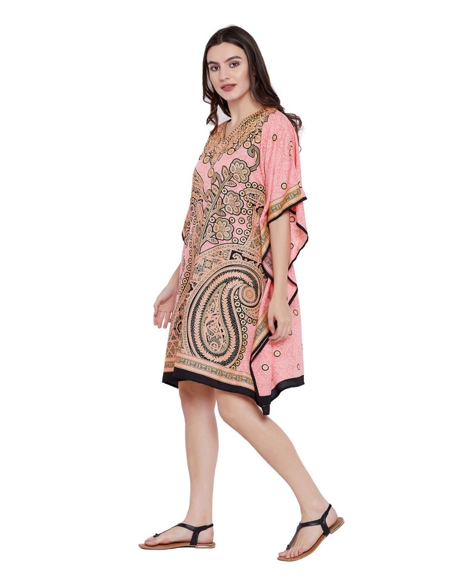 Peach Lightweight Plus Size Mini Polyester Tunic For Women