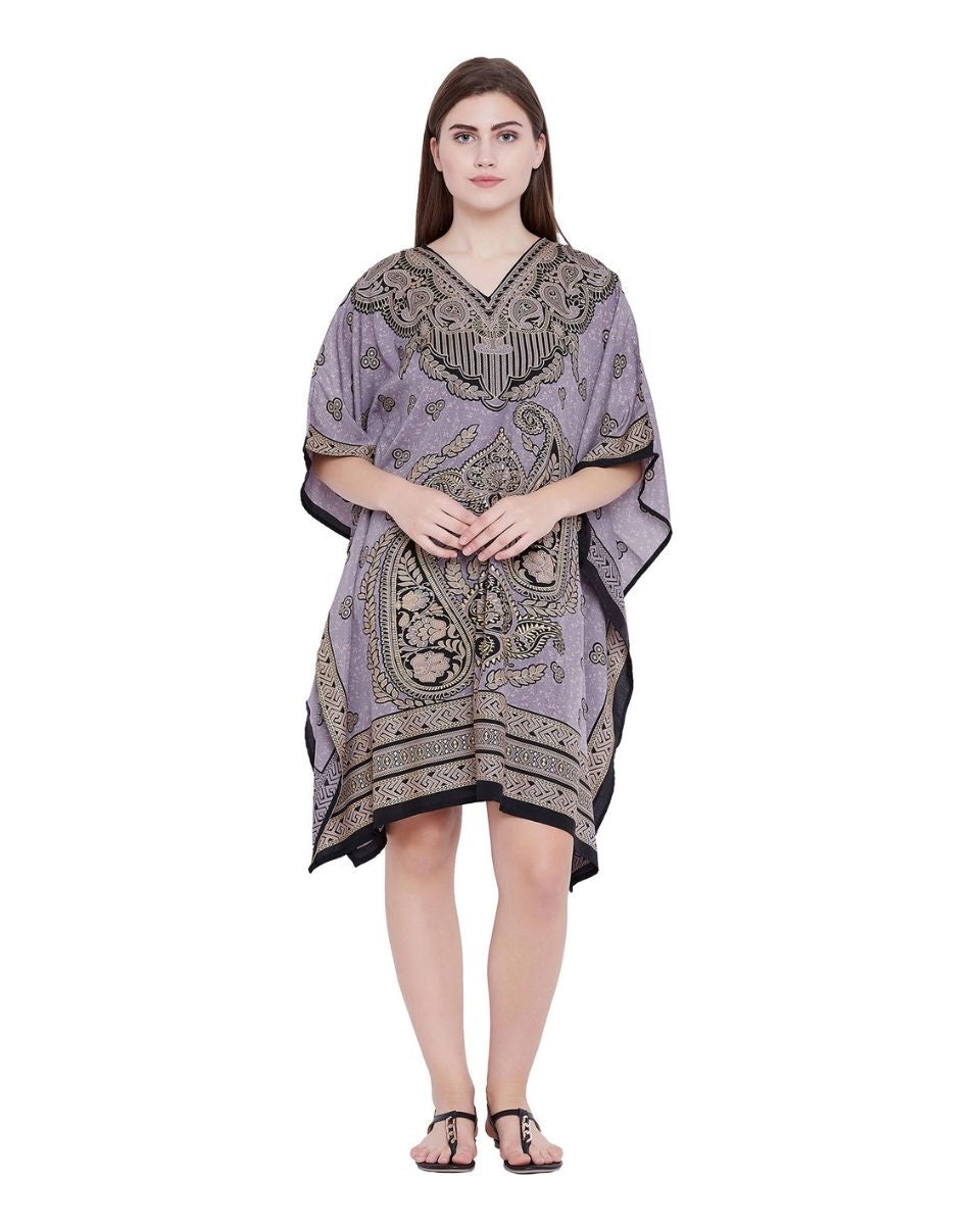 Purple Tunic Plus Size Paisley Polyester Top For Women