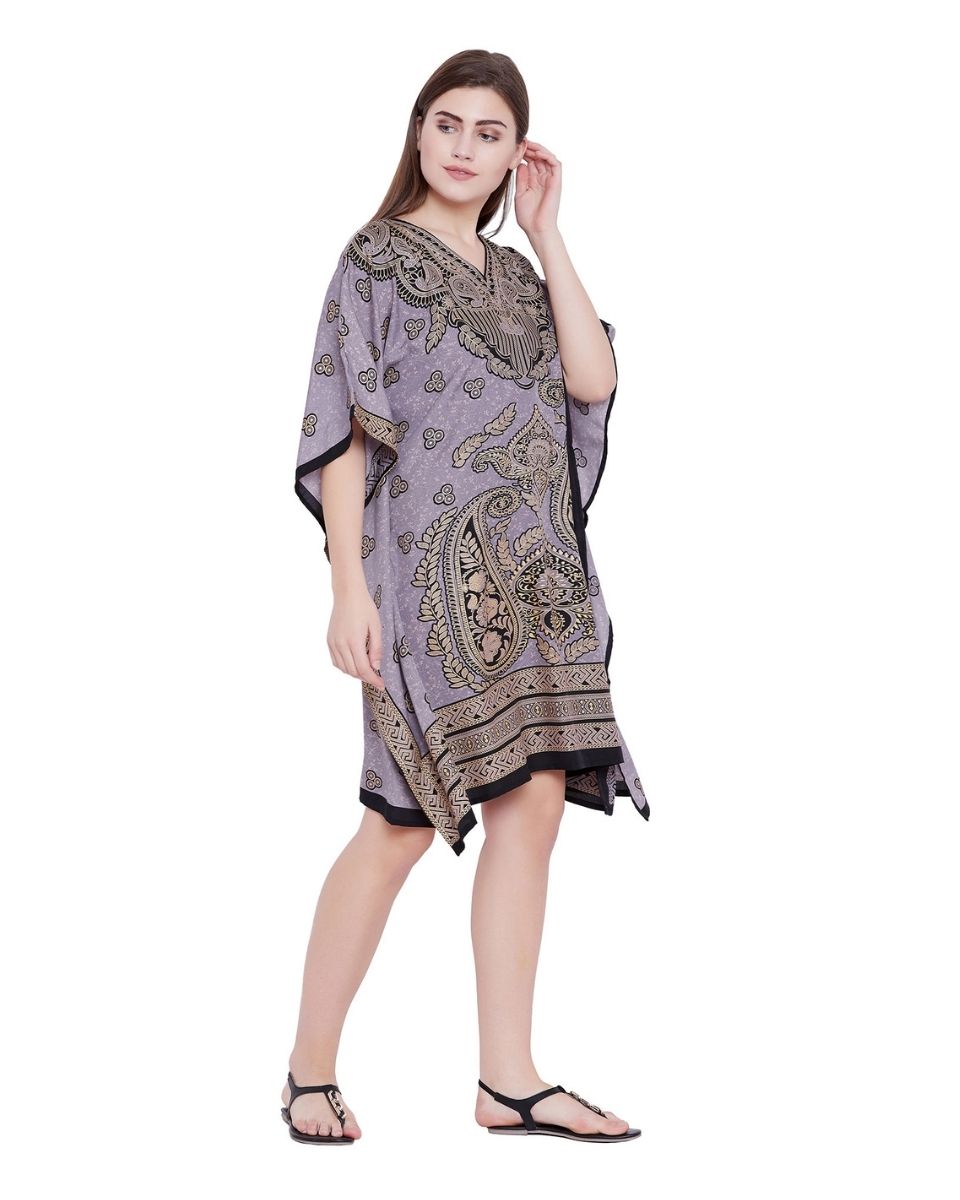 Purple Tunic Plus Size Paisley Polyester Top For Women