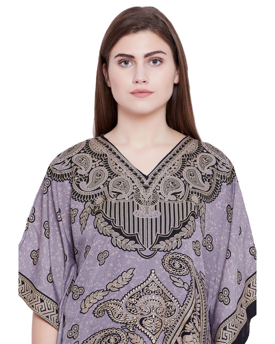 Purple Tunic Plus Size Paisley Polyester Top For Women