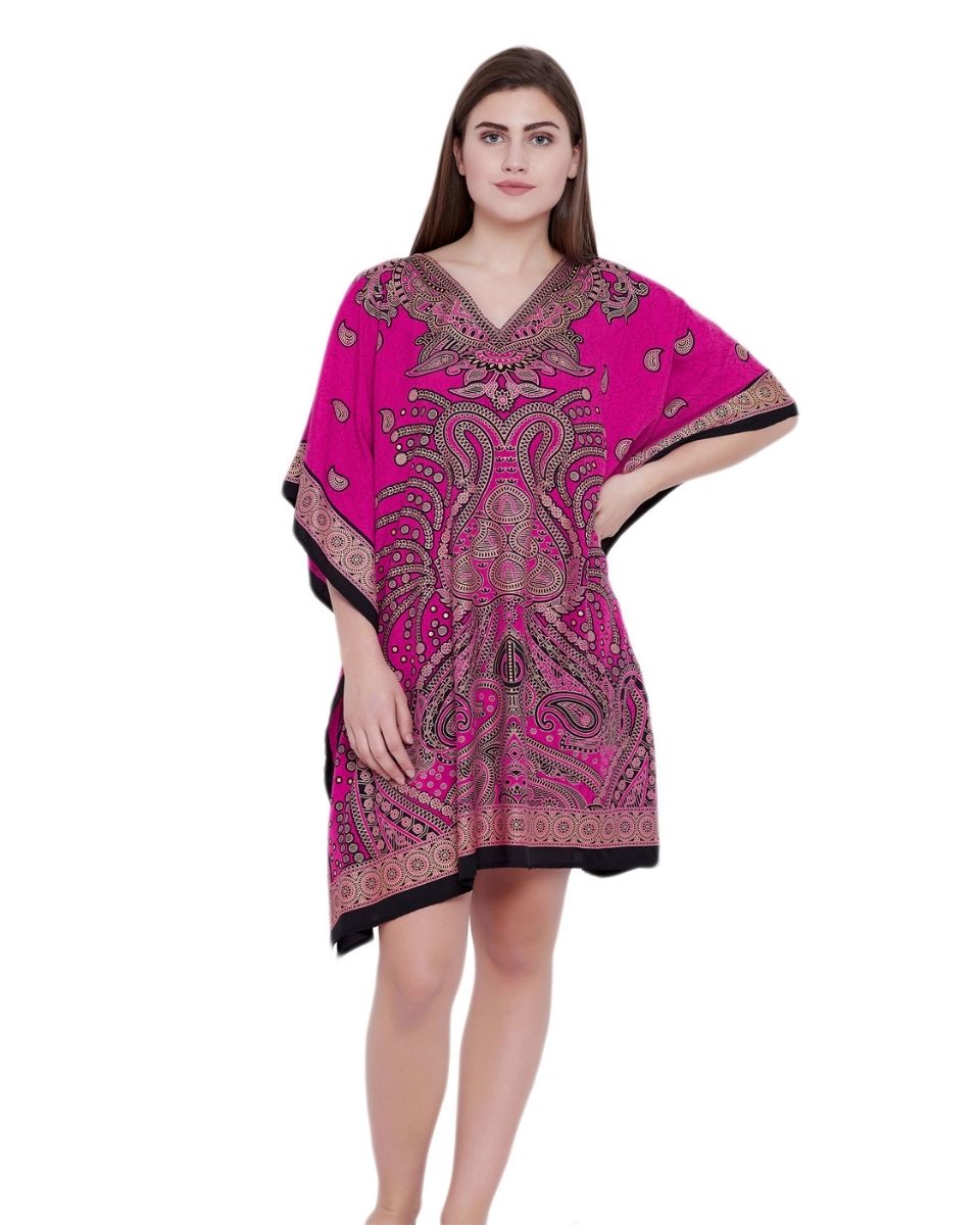 Red Resort Wear Plus Size Mini Polyester Tunic For Women