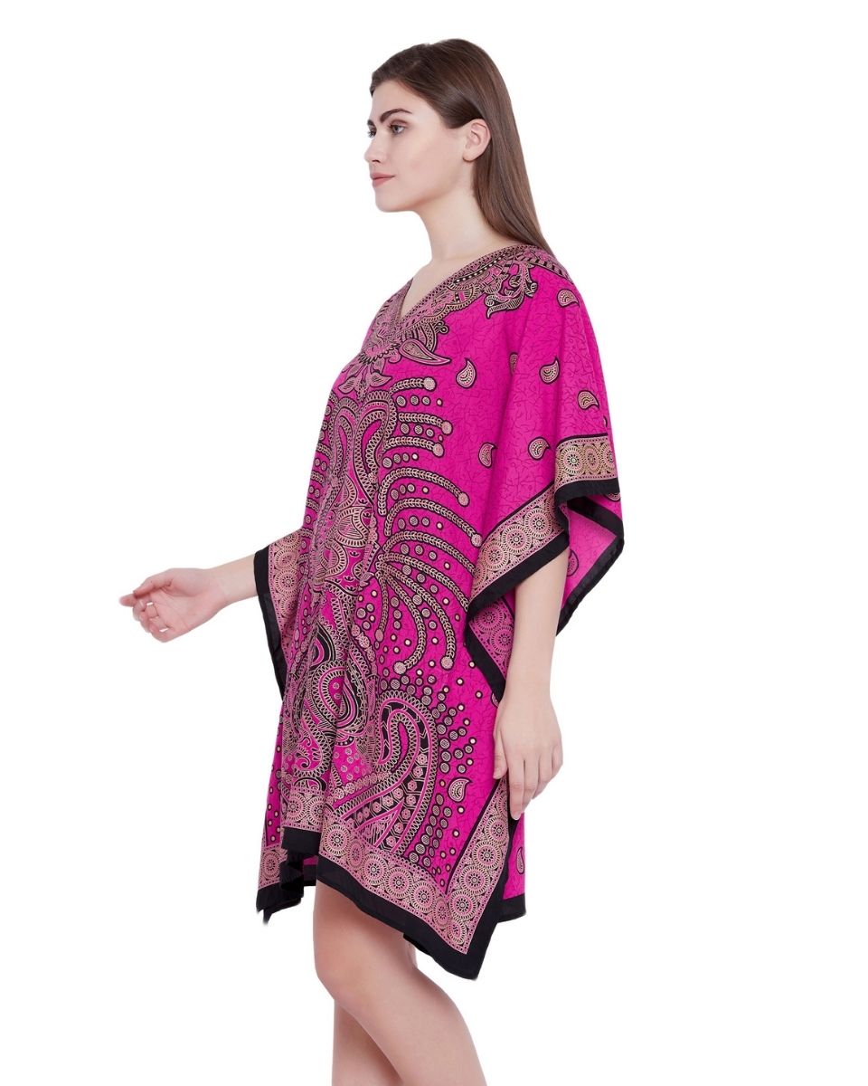 Red Resort Wear Plus Size Mini Polyester Tunic For Women