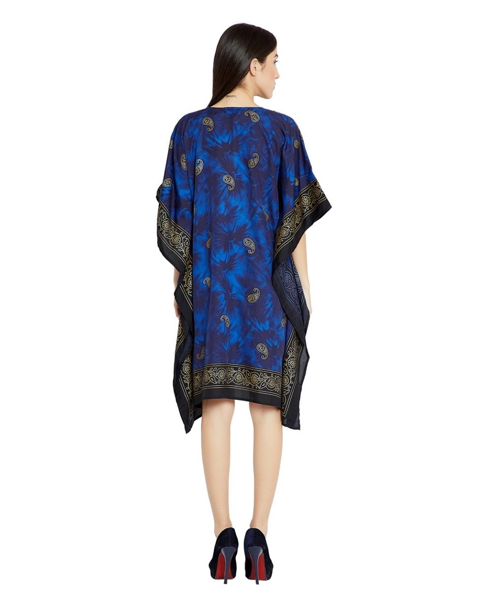 One Size Tunic For Plus Size Women Blue Floral Printed Top