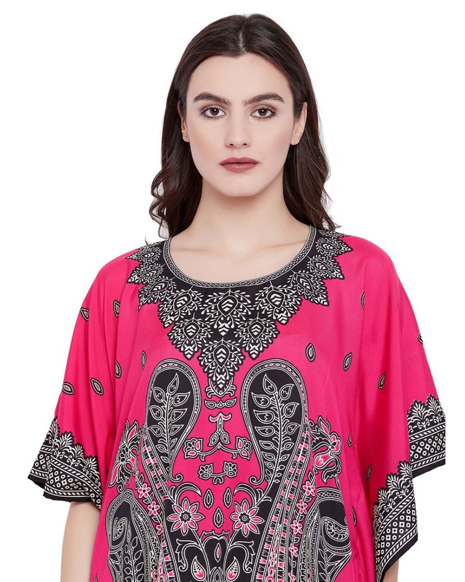 Fuchsia Paisley Tunic For Women Digital Printed Plus Size Short