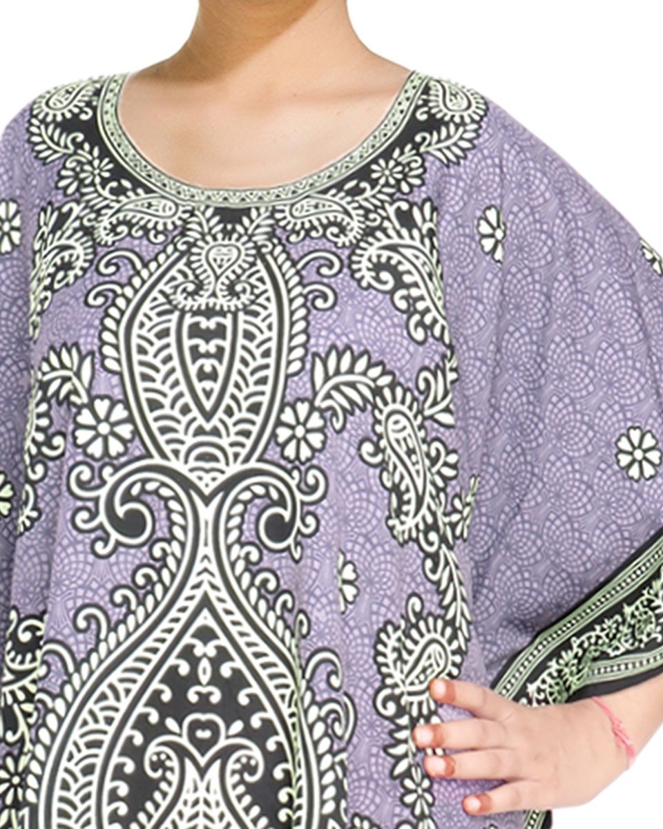 Lavender Paisley Tunic Plus Size Digital Printed Dress For Women