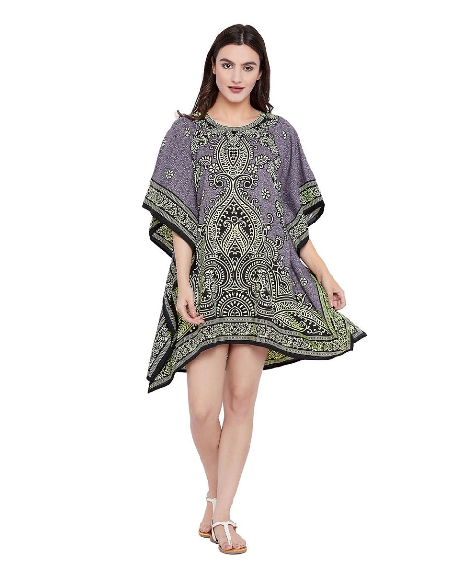 Lavender Paisley Tunic Plus Size Digital Printed Dress For Women