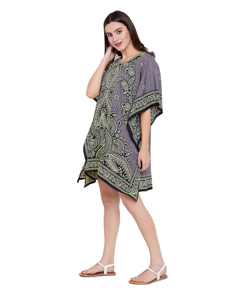 Lavender Paisley Tunic Plus Size Digital Printed Dress For Women