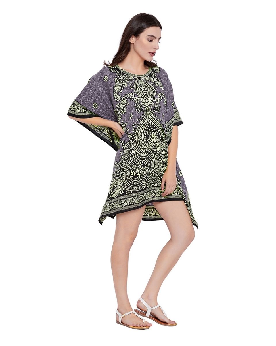 Lavender Paisley Tunic Plus Size Digital Printed Dress For Women