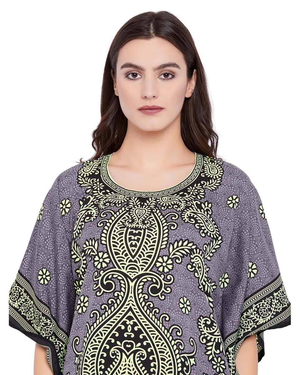 Lavender Paisley Tunic Plus Size Digital Printed Dress For Women