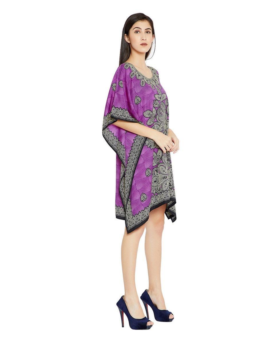 Purple Digital Printed Paisley Plus Size Tunic For Women