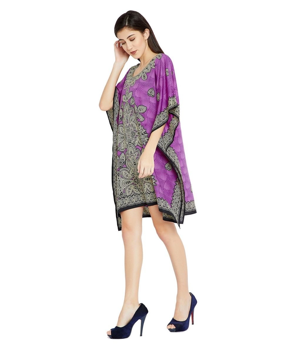 Purple Digital Printed Paisley Plus Size Tunic For Women