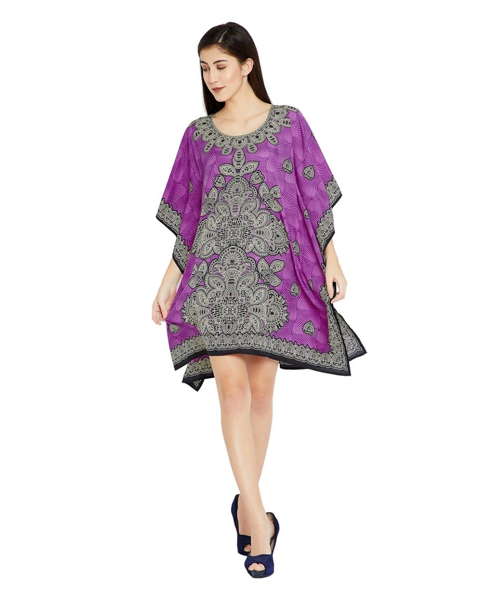 Purple Digital Printed Paisley Plus Size Tunic For Women